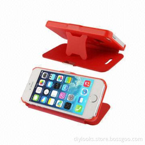 Brushed Fabric Flip Leather Case for iPhone 5 and 5S with Holder, OEM Orders Welcomed